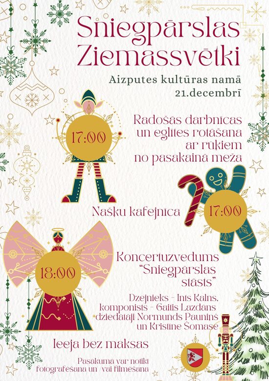 21. dec. Ziemassvētku pasākums Aizputē
